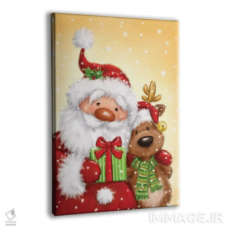 تابلو دکوراتیو "بابانوئل و گوزن شمالی ۲" اثر ماکیکو - نمای پرسپکتیو محصول