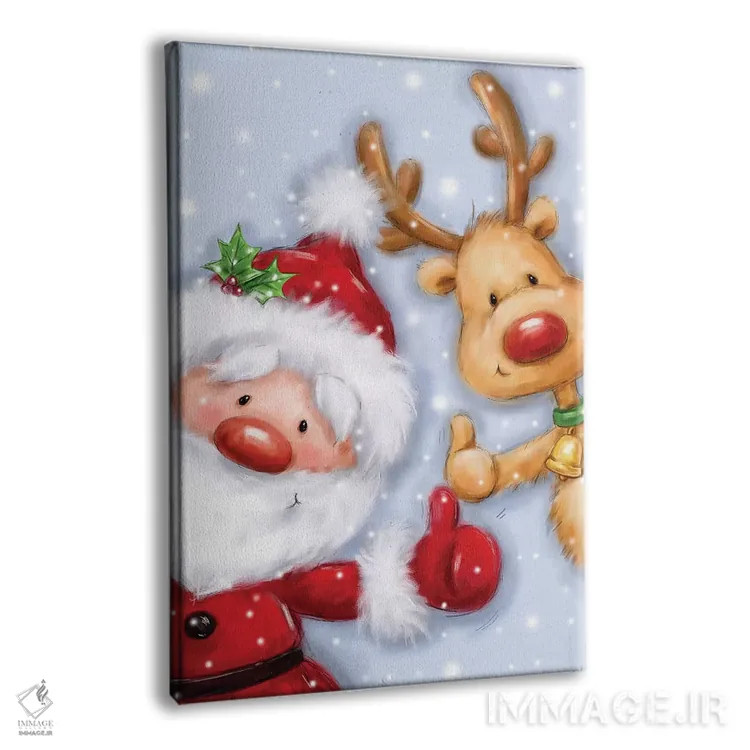 تابلو دکوراتیو "بابانوئل و گوزن شمالی ۳" اثر ماکیکو - نمای پرسپکتیو محصول