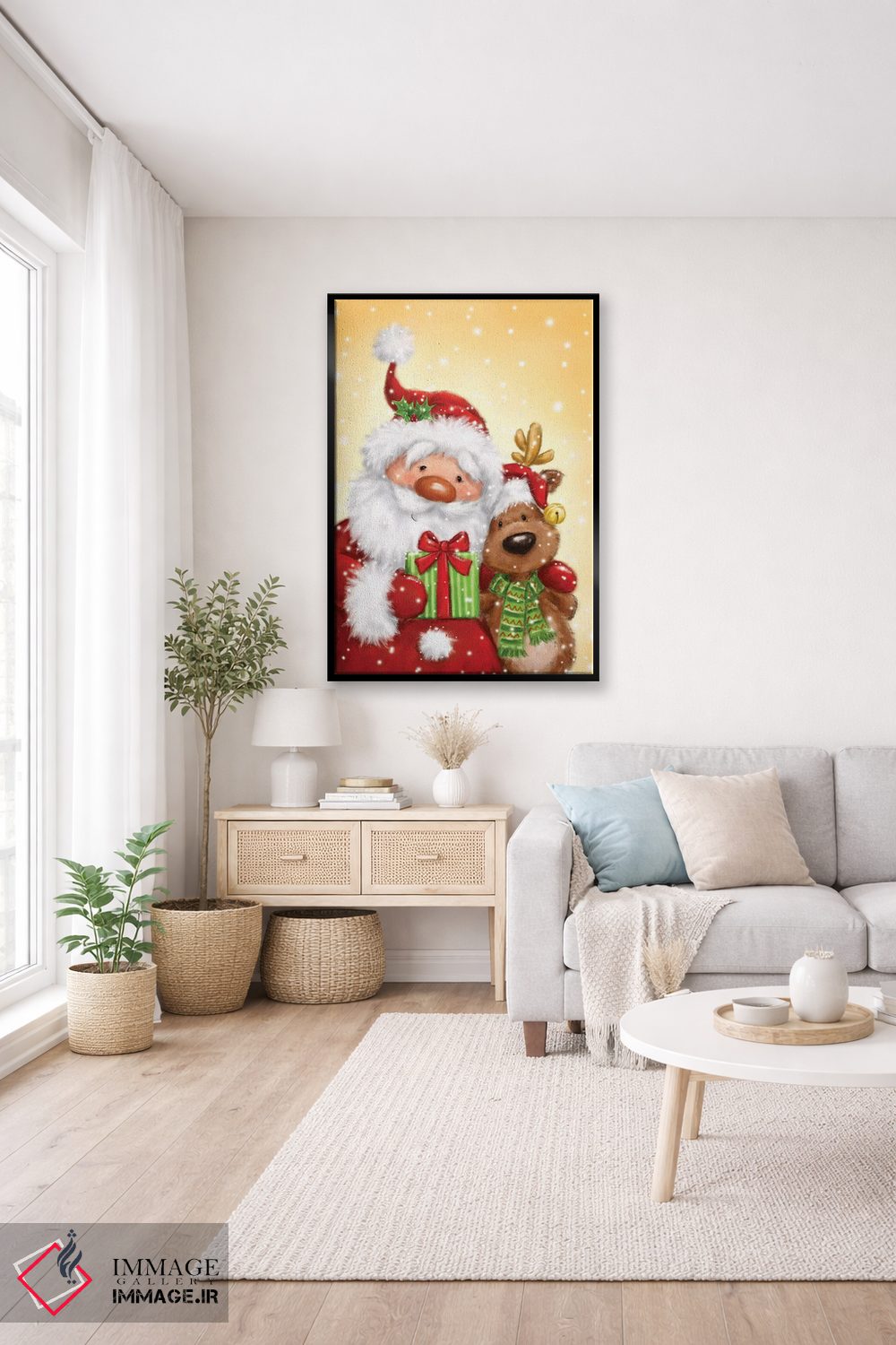 تابلو دکوراتیو "بابانوئل و گوزن شمالی ۲" اثر ماکیکو - D3B