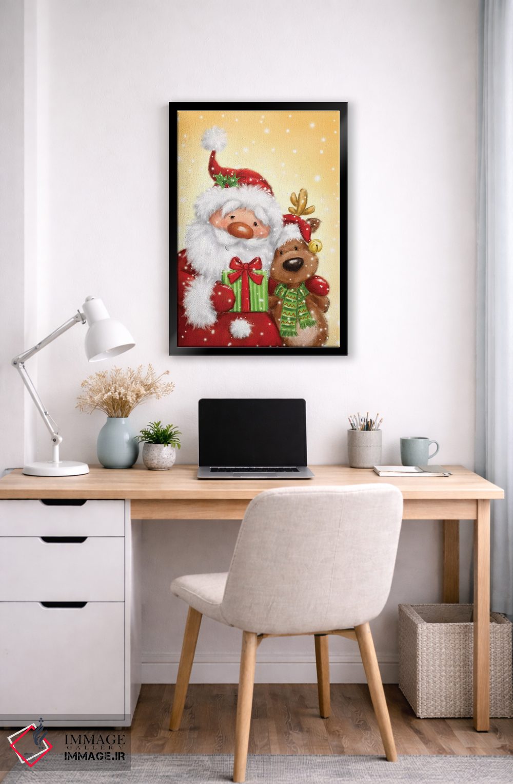 تابلو دکوراتیو "بابانوئل و گوزن شمالی ۲" اثر ماکیکو - D6B