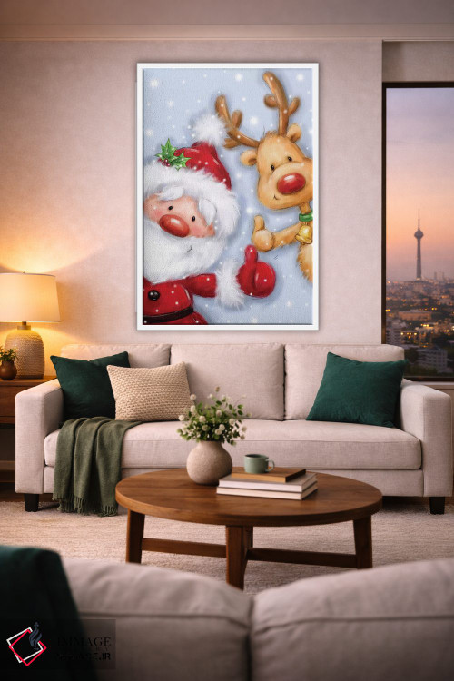 تابلو دکوراتیو "بابانوئل و گوزن شمالی ۳" اثر ماکیکو - D1W