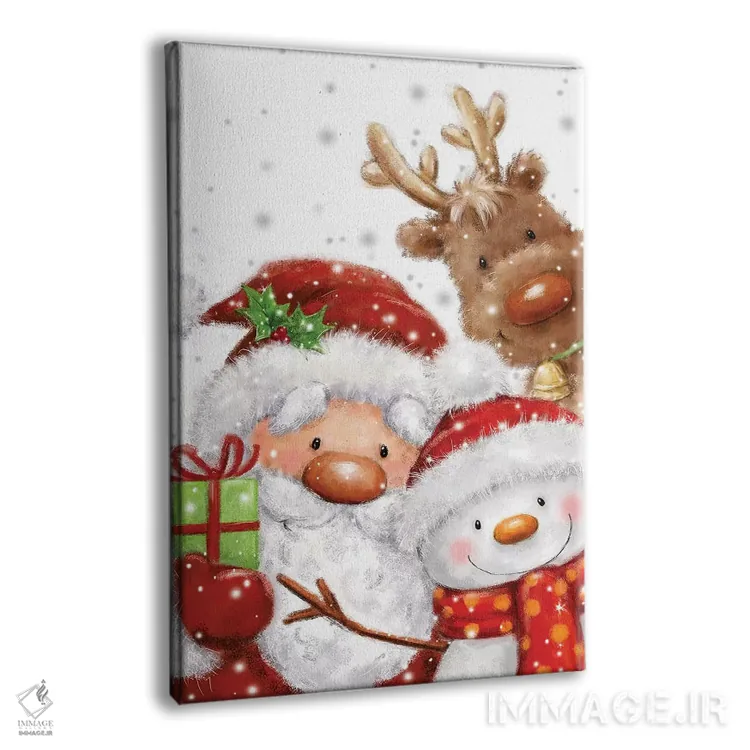 تابلو دکوراتیو "بابانوئل، آدم برفی و گوزن شمالی" اثر ماکیکو - نمای پرسپکتیو محصول