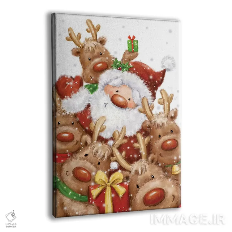 تابلو دکوراتیو "بابانوئل و گوزن های شمالی" اثر ماکیکو - نمای پرسپکتیو محصول