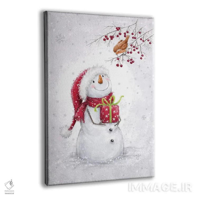 تابلو دکوراتیو "آدم برفی و رابین ۶ الف" اثر ماکیکو - نمای پرسپکتیو محصول