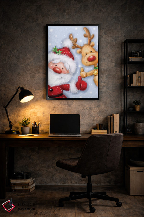 تابلو دکوراتیو "بابانوئل و گوزن شمالی ۳" اثر ماکیکو - D6B