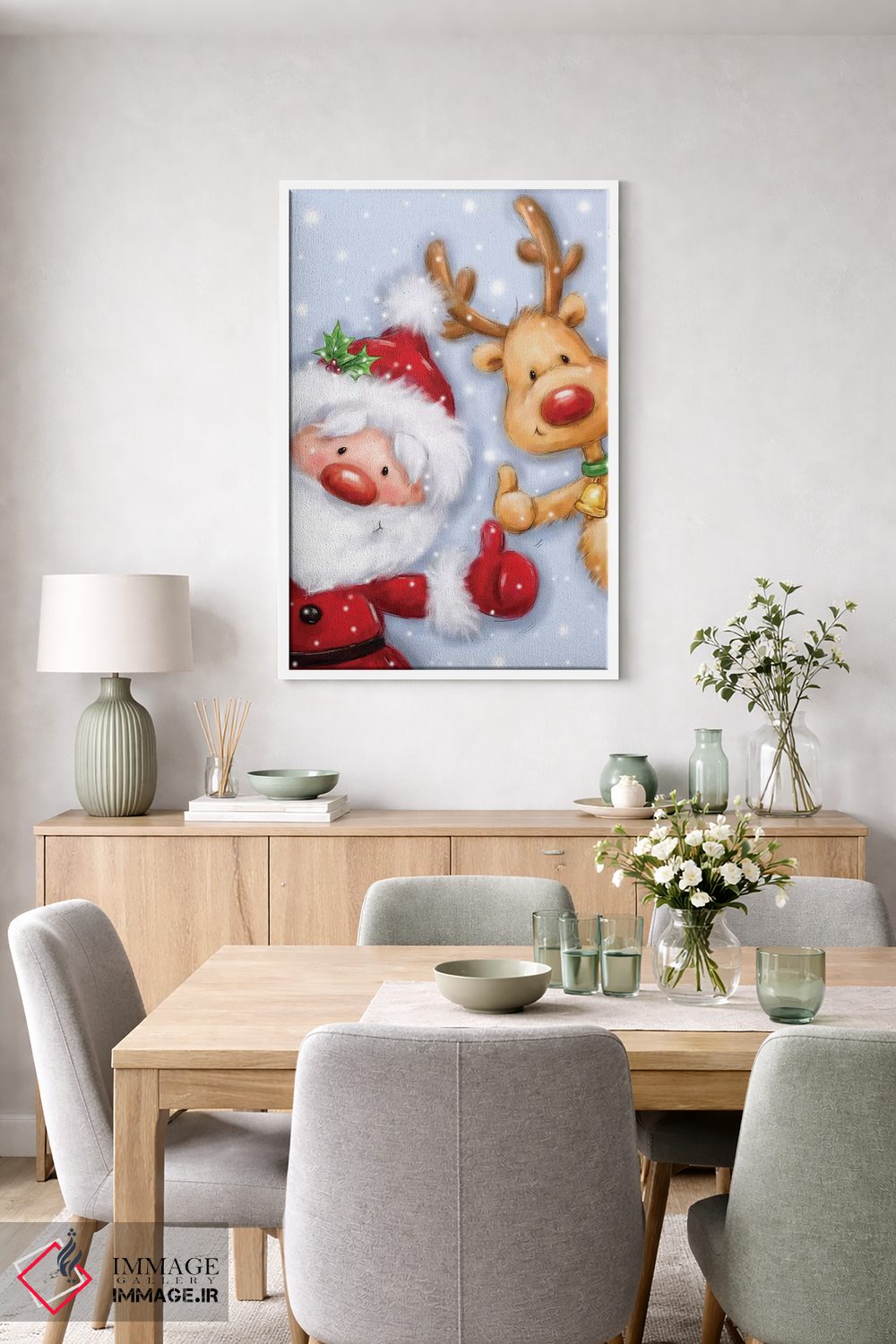 تابلو دکوراتیو "بابانوئل و گوزن شمالی ۳" اثر ماکیکو - D5W