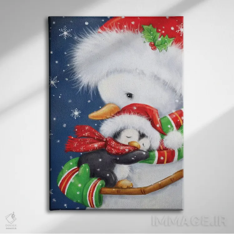 تابلو دکوراتیو "آغوش آدم برفی" اثر ماکیکو - نمای روبهرو روی دیوار