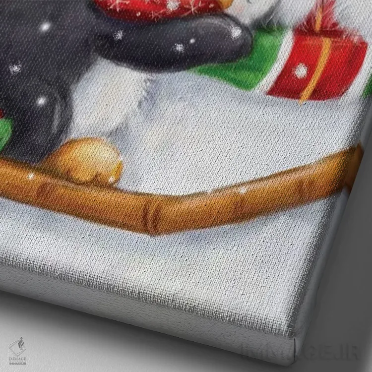 تابلو دکوراتیو "آغوش آدم برفی" اثر ماکیکو - نمای نزدیک بافت بوم