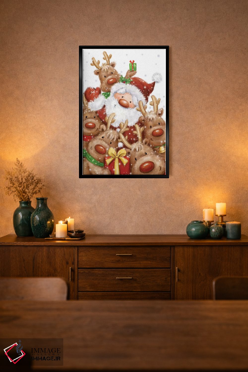 تابلو دکوراتیو "بابانوئل و گوزن های شمالی" اثر ماکیکو - D2B