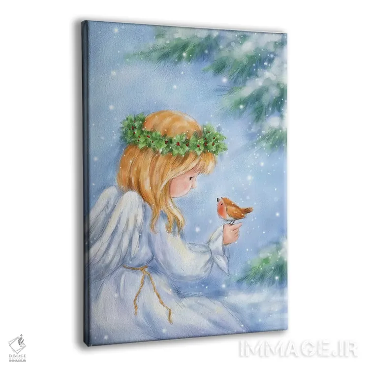 تابلو دکوراتیو "فرشته و رابین" اثر ماکیکو - نمای پرسپکتیو محصول