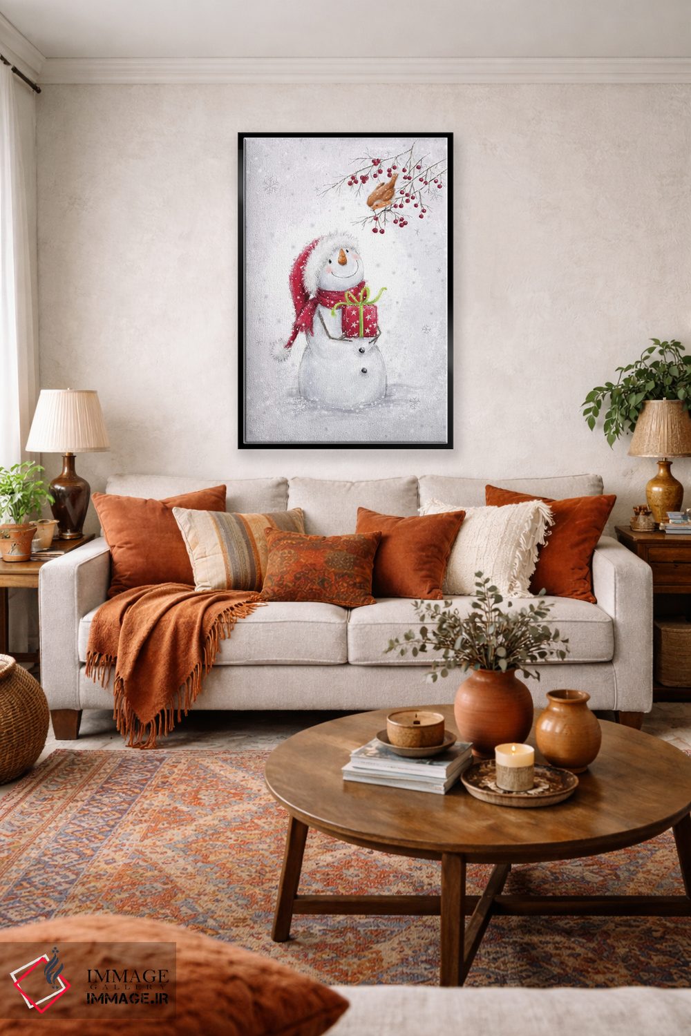 تابلو دکوراتیو "آدم برفی و رابین ۶ الف" اثر ماکیکو - D4B