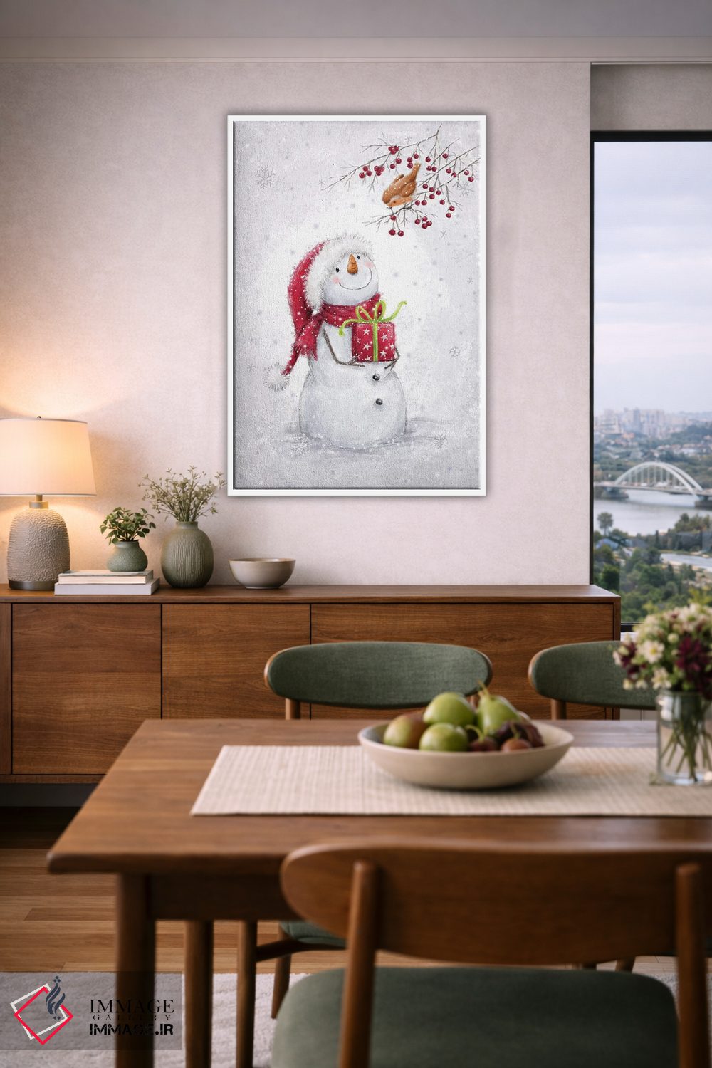 تابلو دکوراتیو "آدم برفی و رابین ۶ الف" اثر ماکیکو - D5W