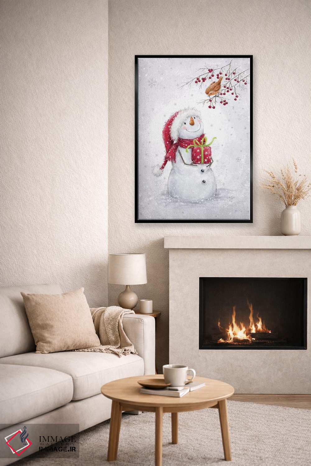 تابلو دکوراتیو "آدم برفی و رابین ۶ الف" اثر ماکیکو - D6B