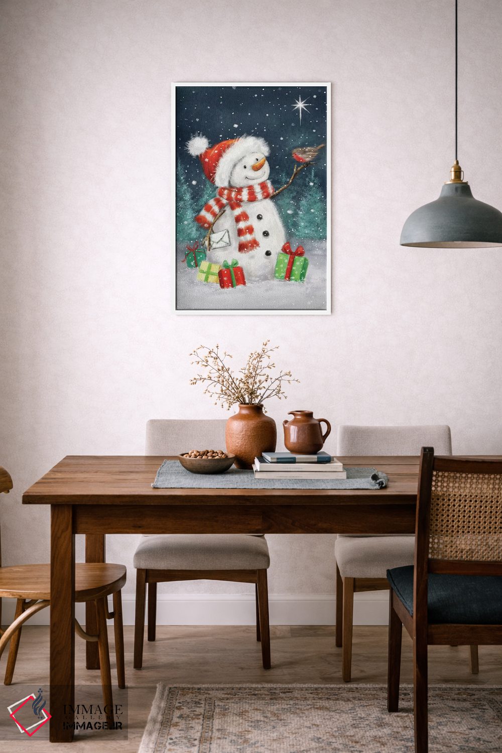 تابلو دکوراتیو "آدم برفی با هدایا ۳ ب" اثر ماکیکو - D4W