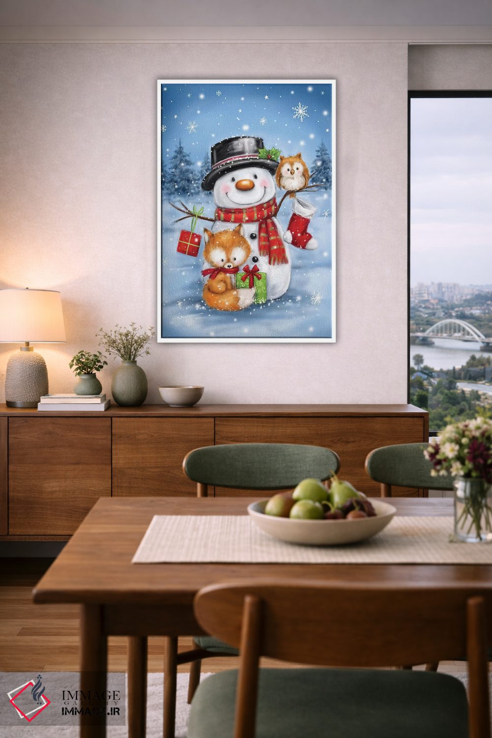 تابلو دکوراتیو "آدم برفی، جغد و روباه" اثر ماکیکو - D5W