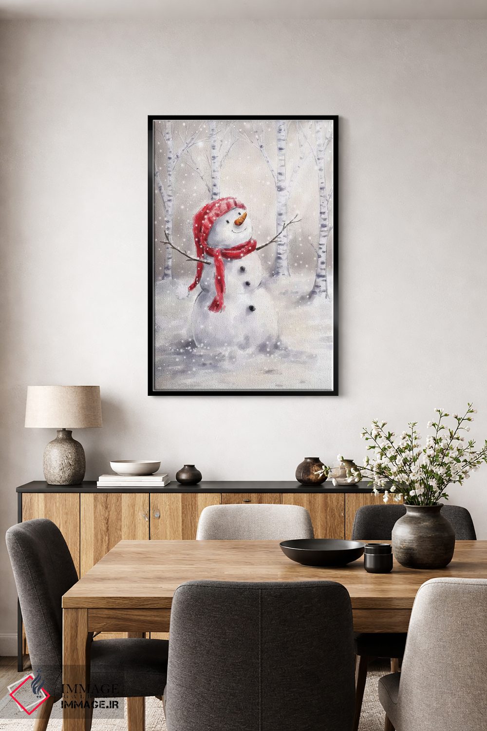 تابلو دکوراتیو "آدم برفی در جنگل ۱" اثر ماکیکو - D5B