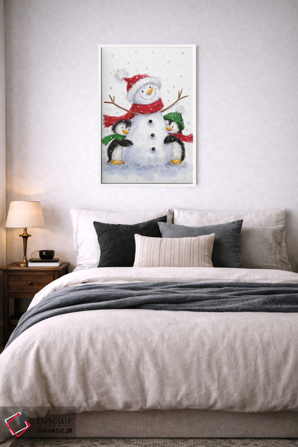 تابلو دکوراتیو "آدم برفی با دو پنگوئن" اثر ماکیکو - D6W