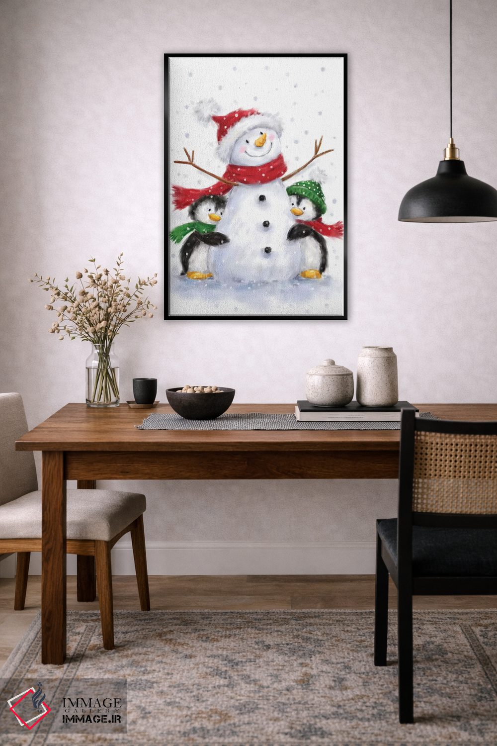 تابلو دکوراتیو "آدم برفی با دو پنگوئن" اثر ماکیکو - D4B