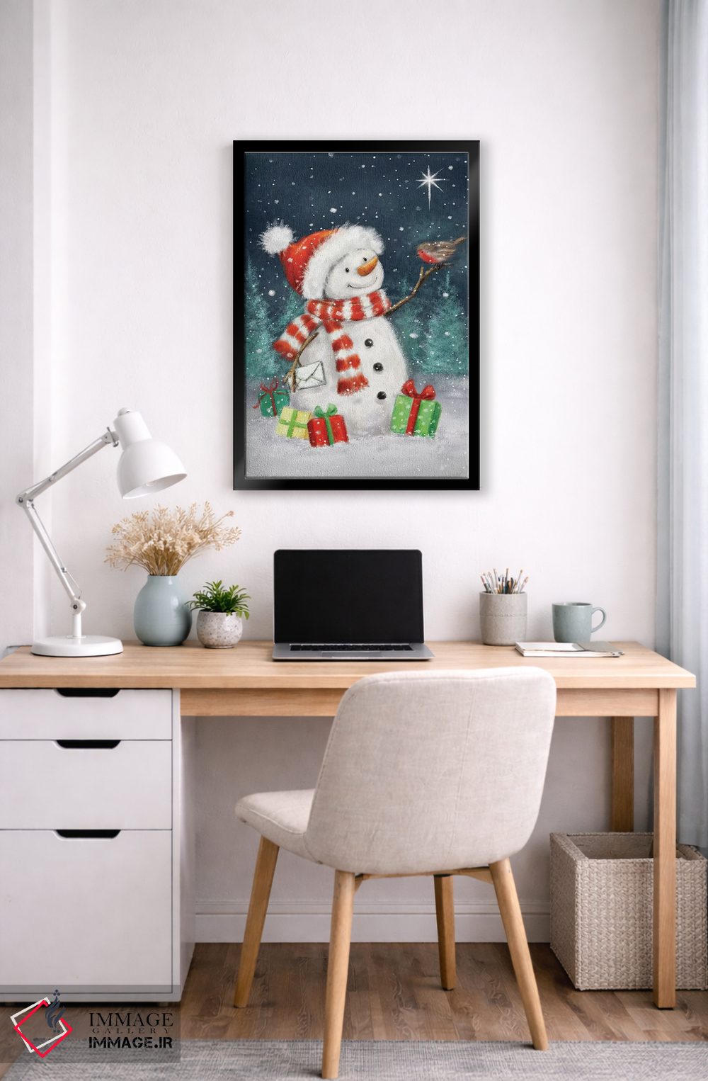تابلو دکوراتیو "آدم برفی با هدایا ۳ ب" اثر ماکیکو - D6B