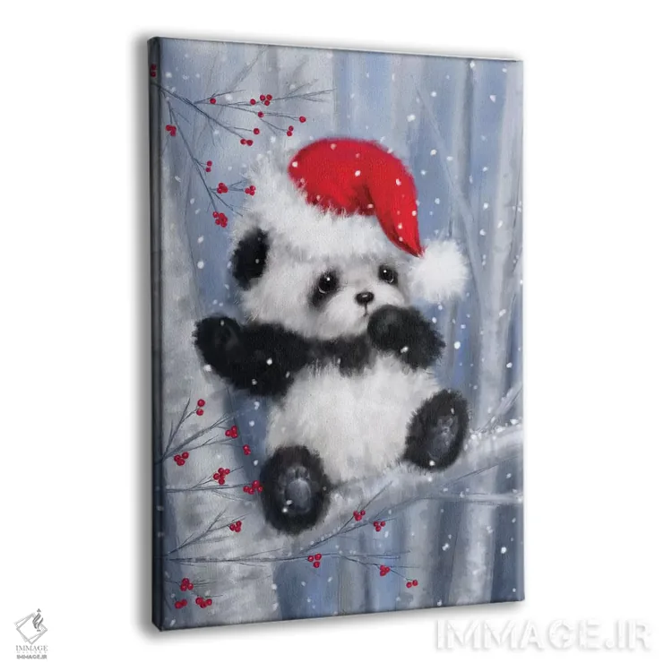 تابلو دکوراتیو "پاندای کریسمس" اثر ماکیکو - نمای پرسپکتیو محصول