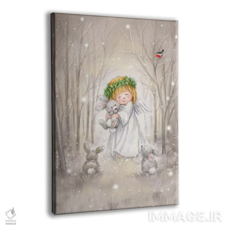 تابلو دکوراتیو "فرشته با خرگوش" اثر ماکیکو - نمای پرسپکتیو محصول