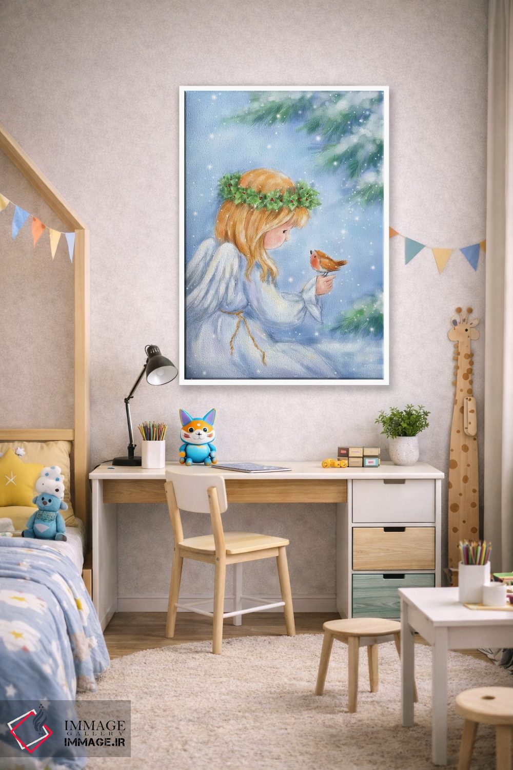 تابلو دکوراتیو "فرشته و رابین" اثر ماکیکو - D1W