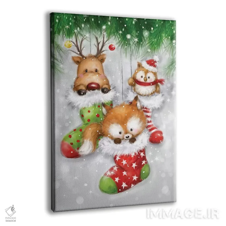 تابلو دکوراتیو "گوزن، جغد و روباه" اثر ماکیکو - نمای پرسپکتیو محصول