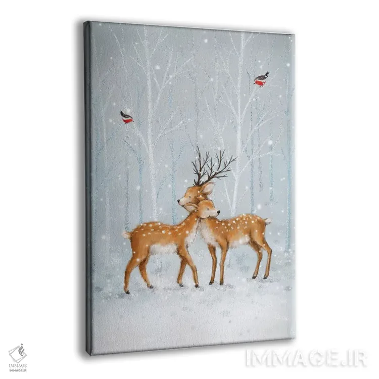 تابلو دکوراتیو "زوج گوزن در جنگل" اثر ماکیکو - نمای پرسپکتیو محصول