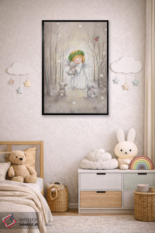 تابلو دکوراتیو "فرشته با خرگوش" اثر ماکیکو - D5B