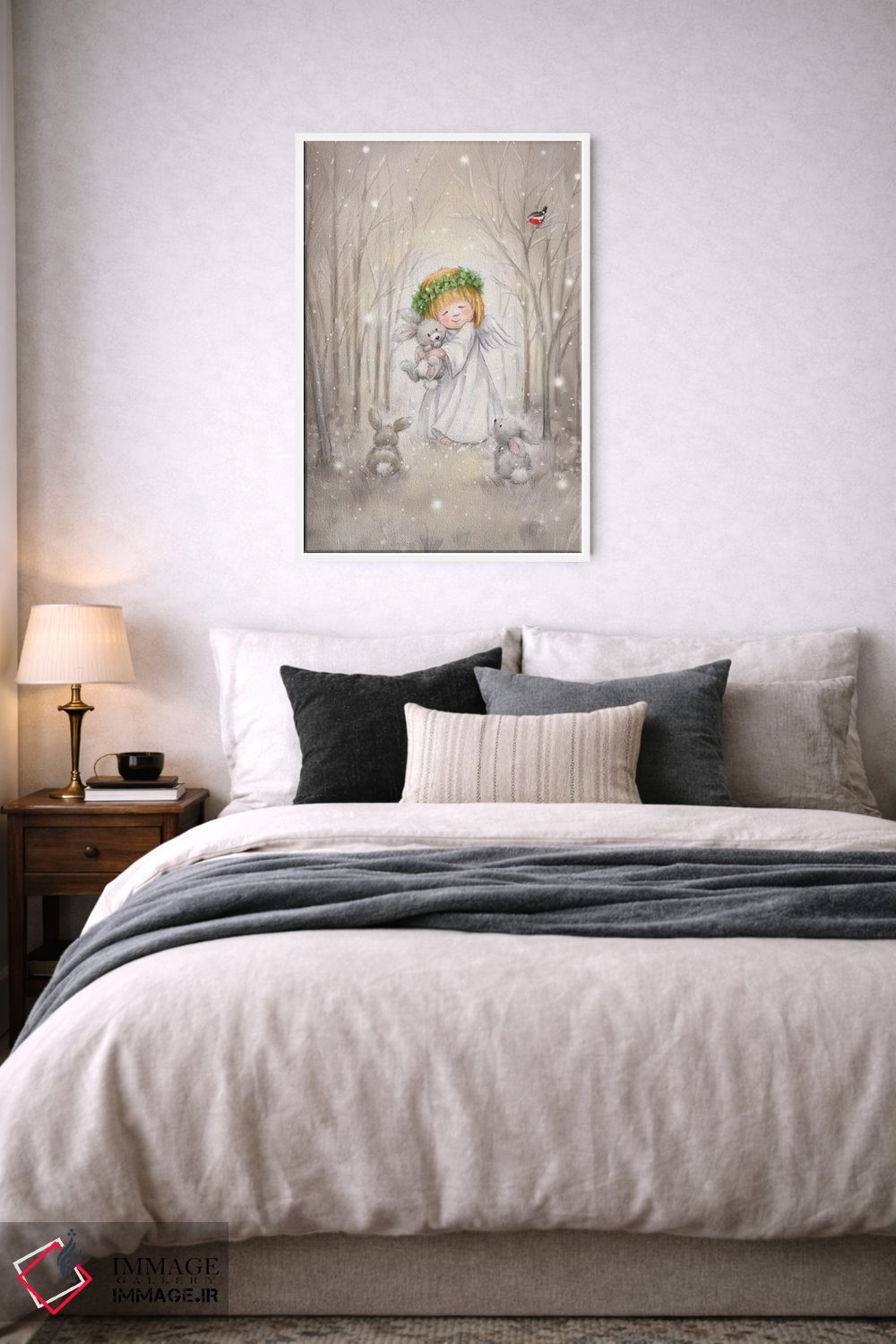 تابلو دکوراتیو "فرشته با خرگوش" اثر ماکیکو - D6W