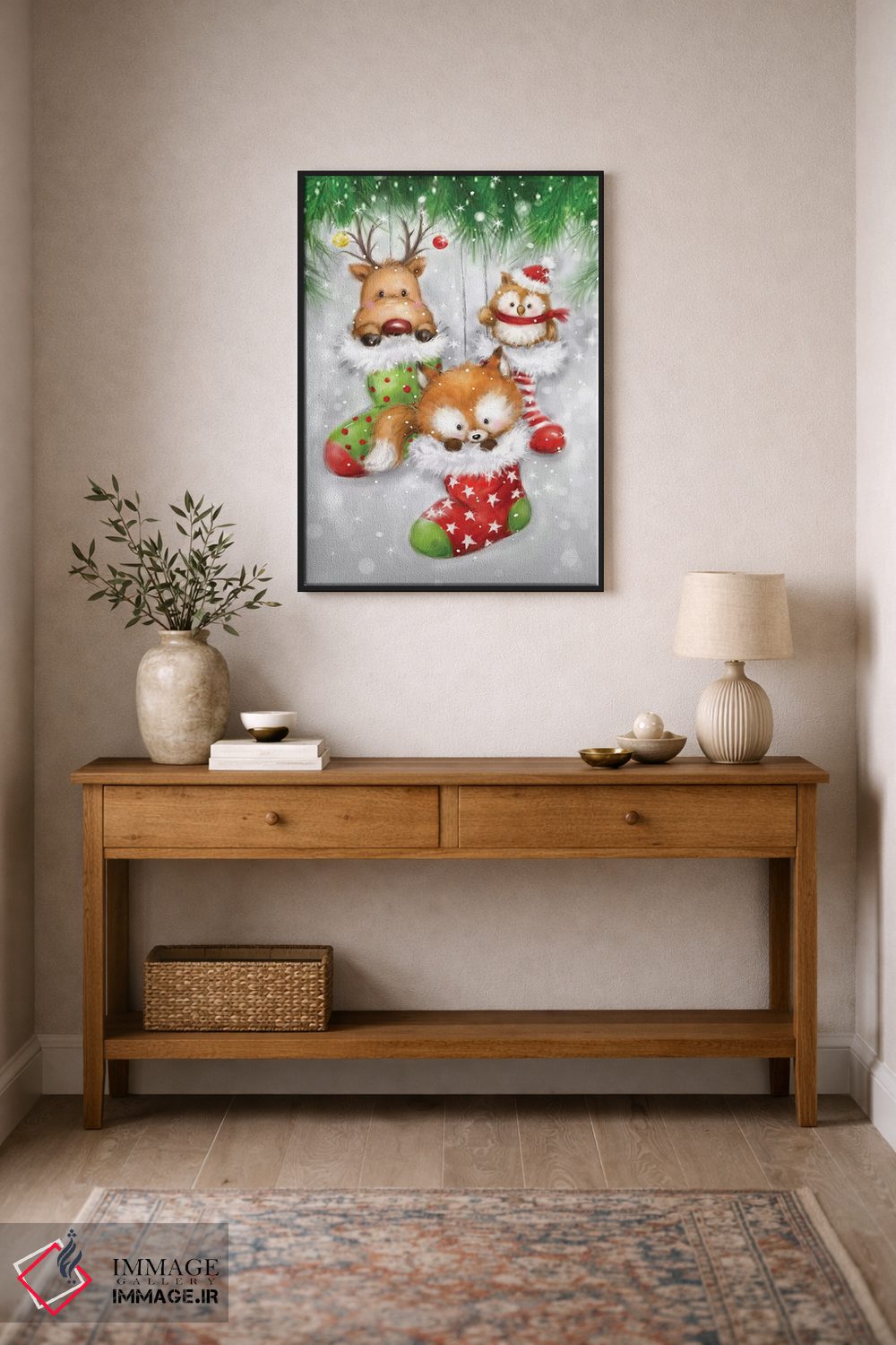 تابلو دکوراتیو "گوزن، جغد و روباه" اثر ماکیکو - D1B