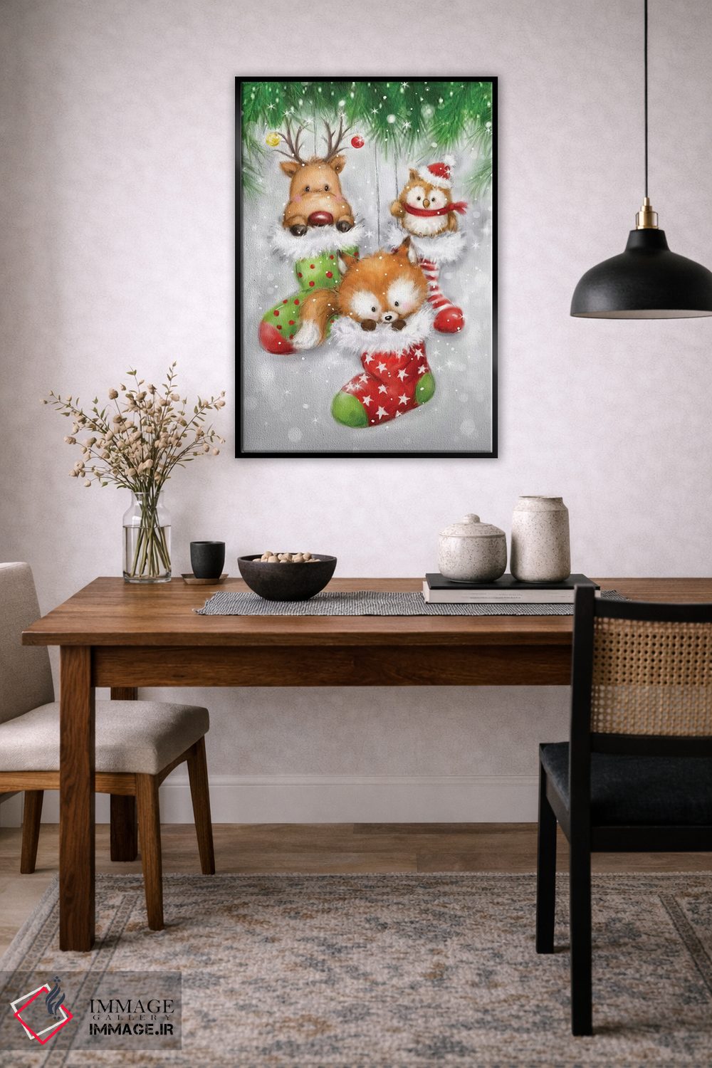 تابلو دکوراتیو "گوزن، جغد و روباه" اثر ماکیکو - D4B