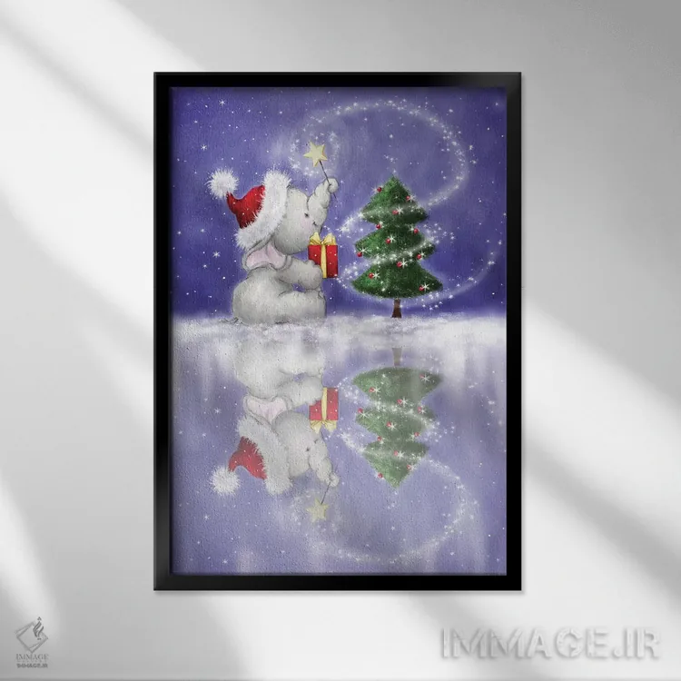 تابلو دکوراتیو "فیل ۷" اثر ماکیکو - نمای قابدار مشکی