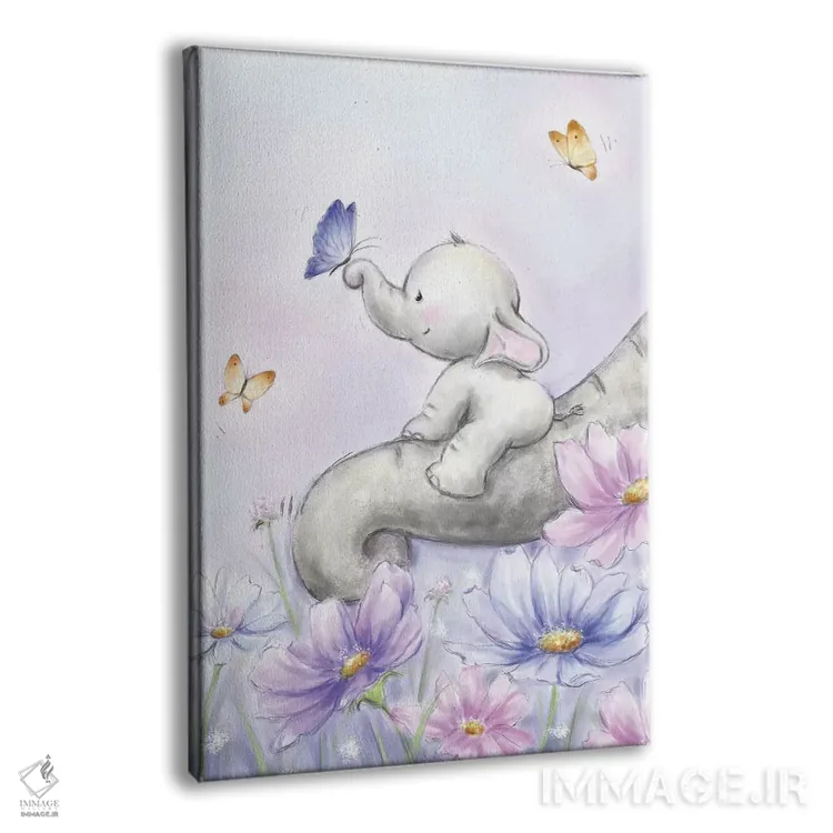 تابلو دکوراتیو "فیل با پروانه" اثر ماکیکو - نمای پرسپکتیو محصول