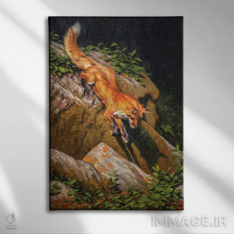 تابلو دکوراتیو راهزن سرخ پوش اثر مارک مک کنا - نمای روبهرو روی دیوار