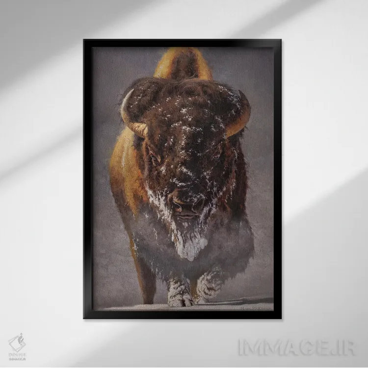 تابلو دکوراتیو پیرمرد زمستان اثر مارک مک کنا - نمای قابدار مشکی