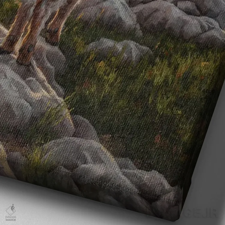 تابلو دکوراتیو پناهگاه سیراهای بلند اثر مارک مک کنا - نمای نزدیک بافت بوم