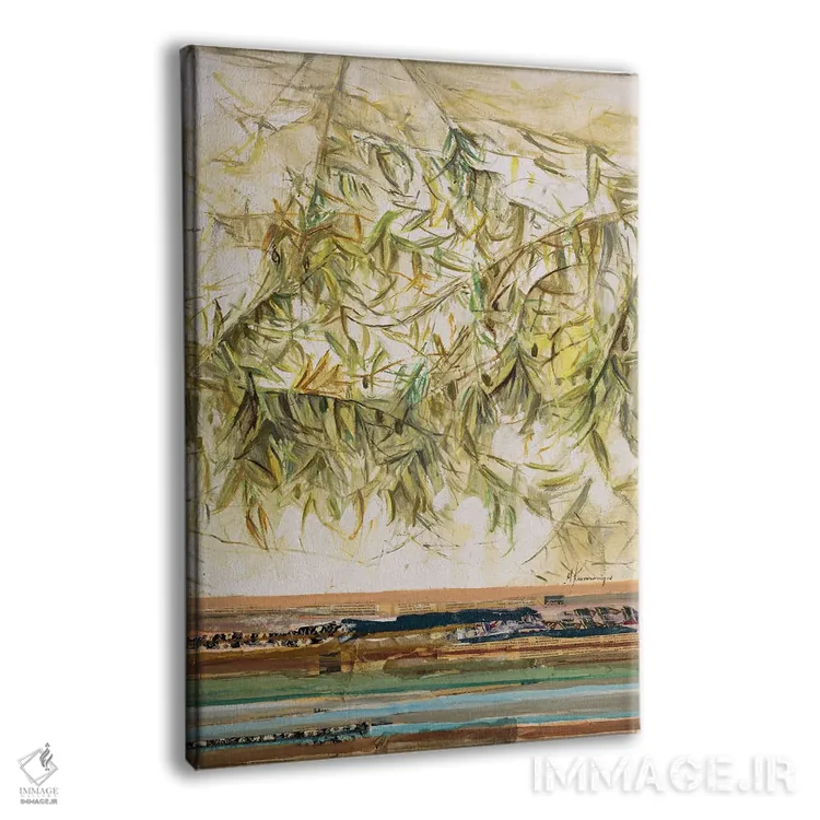 تابلو انتزاعی شاخه های زیتون اثر مارینا کوتسو سپیرو - نمای پرسپکتیو محصول