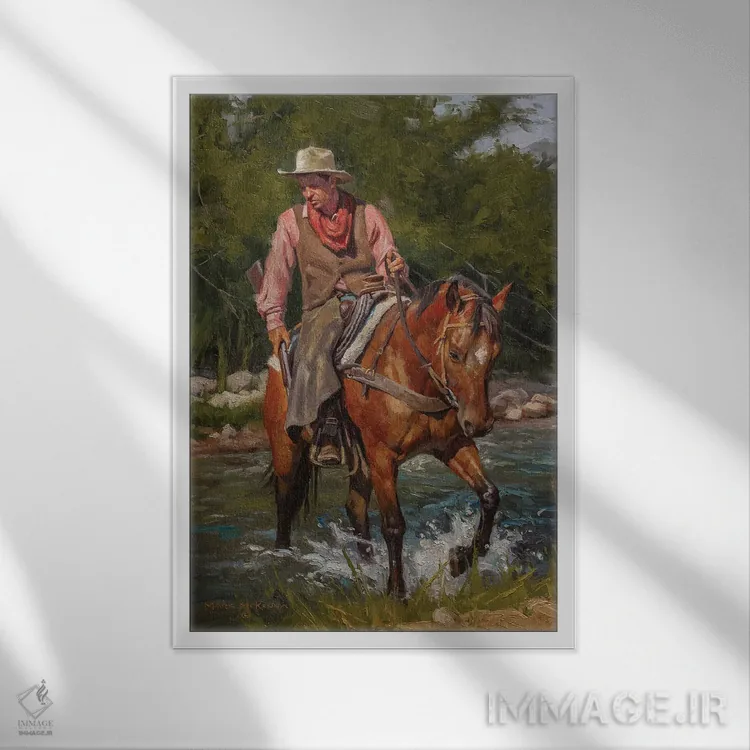 تابلو دکوراتیو جایی که رد پای سرد شد اثر مارک مک کنا - نمای قابدار سفید