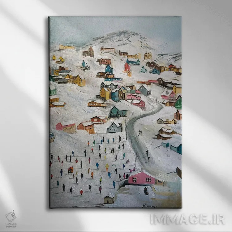 تابلو دکوراتیو روستای برفی اثر مارینا کوتسو سپیرو - نمای روبهرو روی دیوار