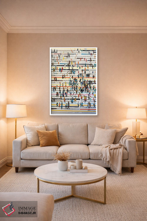 تابلو انتزاعی خطوط با مردم اثر مارینا کوتسو سپیرو - D3W