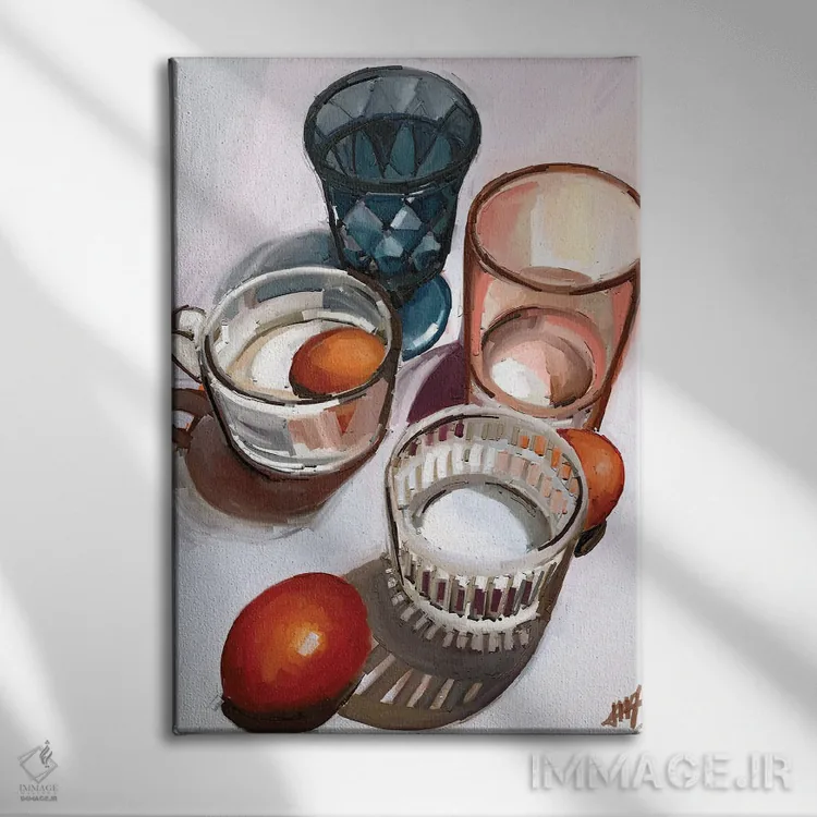 تابلو مدرن ظروف میز اثر مارگو کو - نمای روبهرو روی دیوار