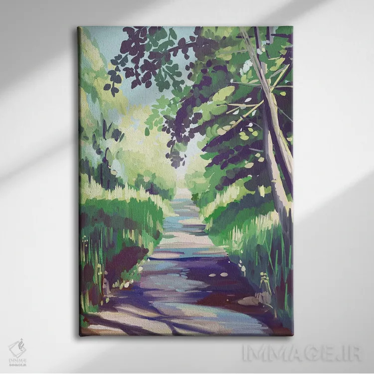 تابلو مدرن مسیر جنگل اثر مارگو کو - نمای روبهرو روی دیوار