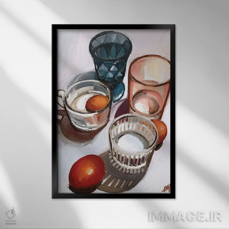 تابلو مدرن ظروف میز اثر مارگو کو - نمای قابدار مشکی
