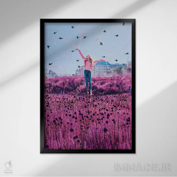 تابلو دکوراتیو پرستوها اثر هوبوپیبا - نمای قابدار مشکی