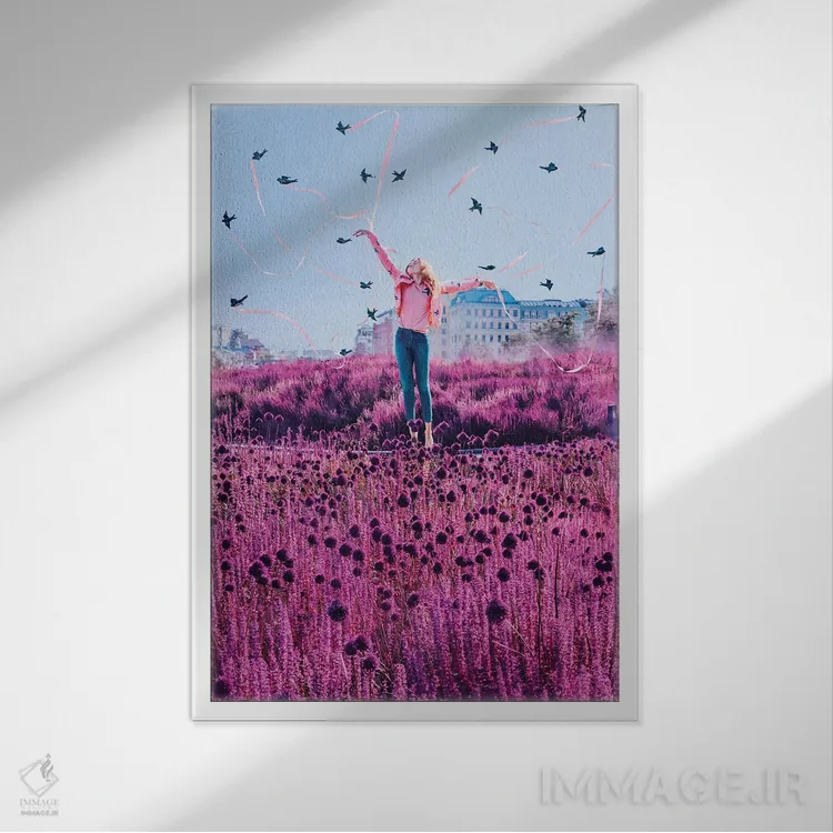 تابلو دکوراتیو پرستوها اثر هوبوپیبا - نمای قابدار سفید