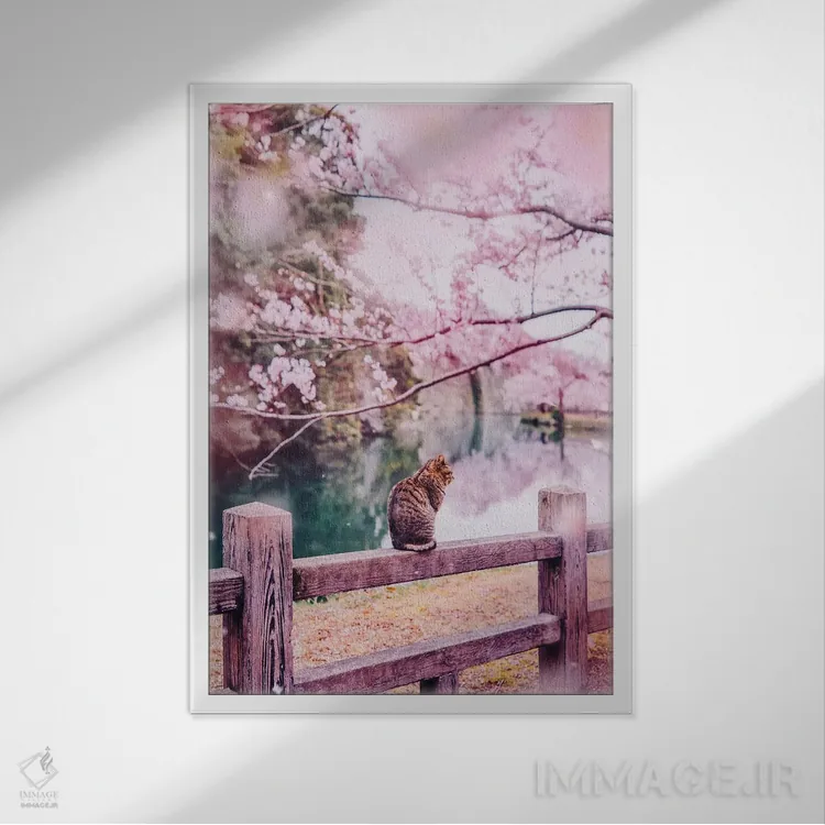 تابلو دکوراتیو لطیف و صورتی اثر هوبوپیبا - نمای قابدار سفید