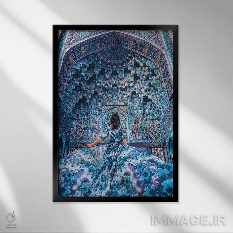 تابلو دکوراتیو آبی اشتیاق سفر اثر هوبوپیبا - نمای قابدار مشکی