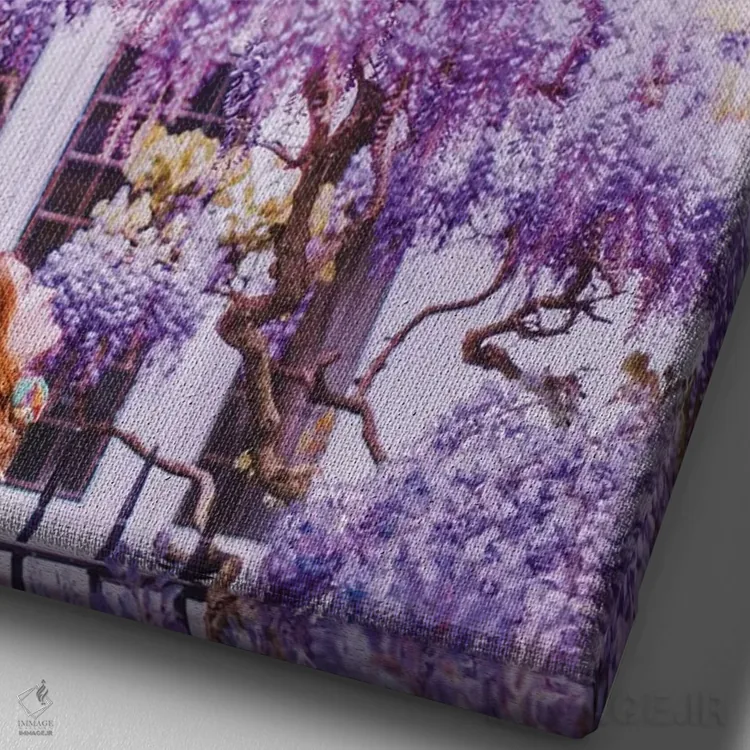 تابلو دکوراتیو ویستریا در لندن! اثر هوبوپیبا - نمای نزدیک بافت بوم