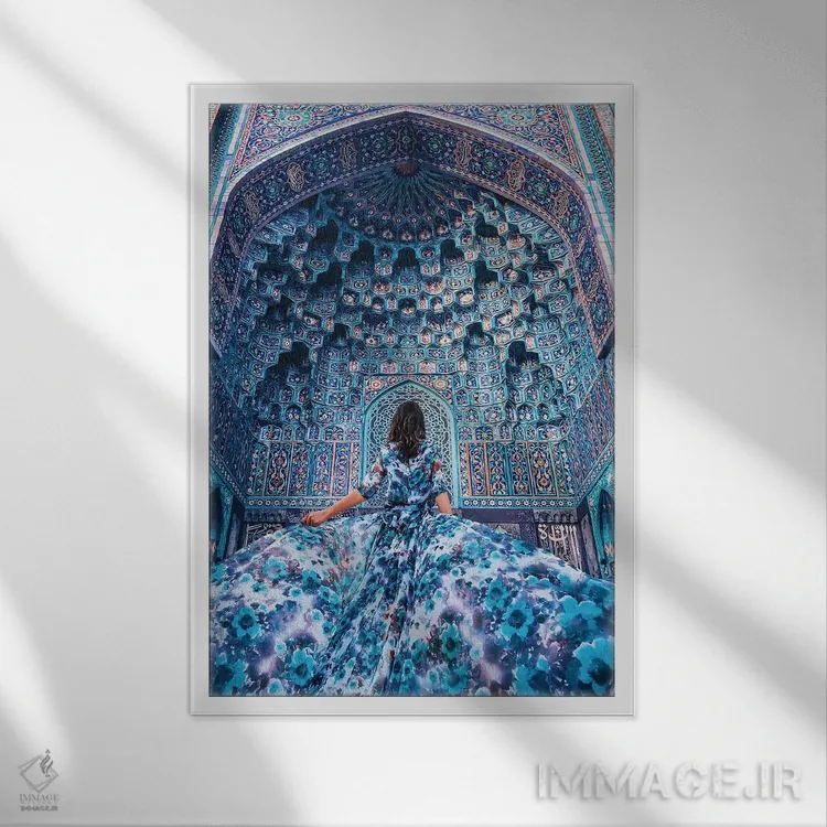 تابلو دکوراتیو آبی اشتیاق سفر اثر هوبوپیبا - نمای قابدار سفید